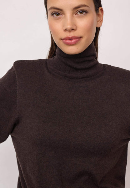CoryCC Padded Roll-Neck Knit - Dark Brown