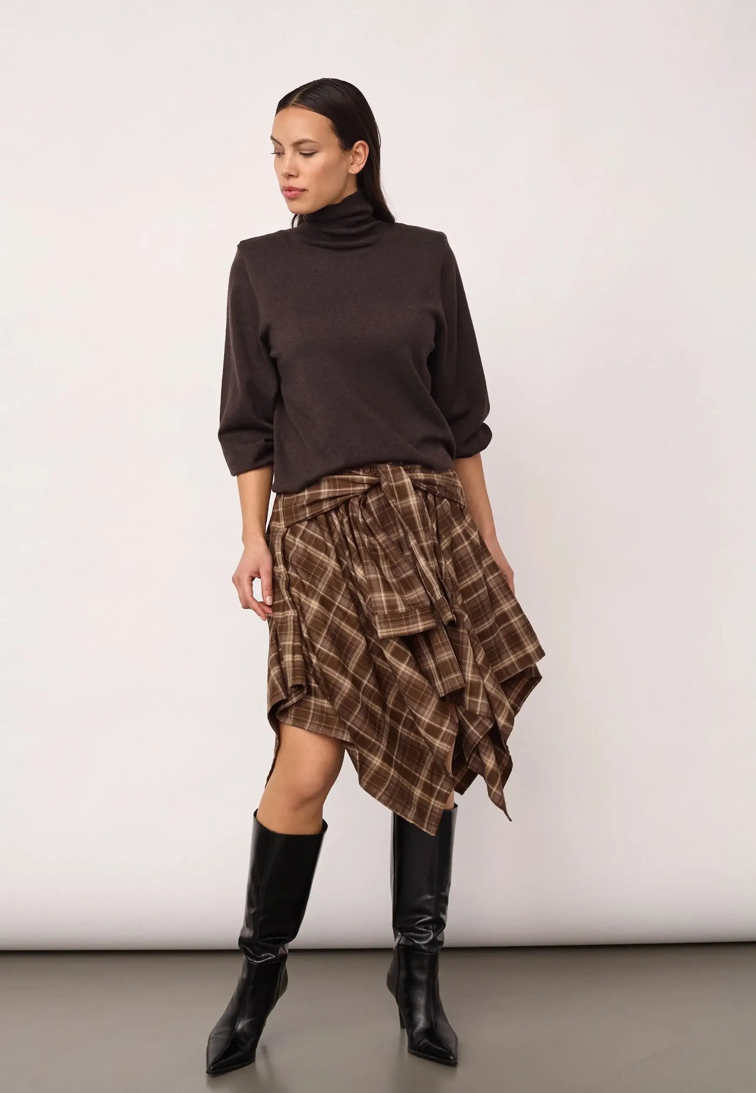 CoryCC Padded Roll-Neck Knit - Dark Brown