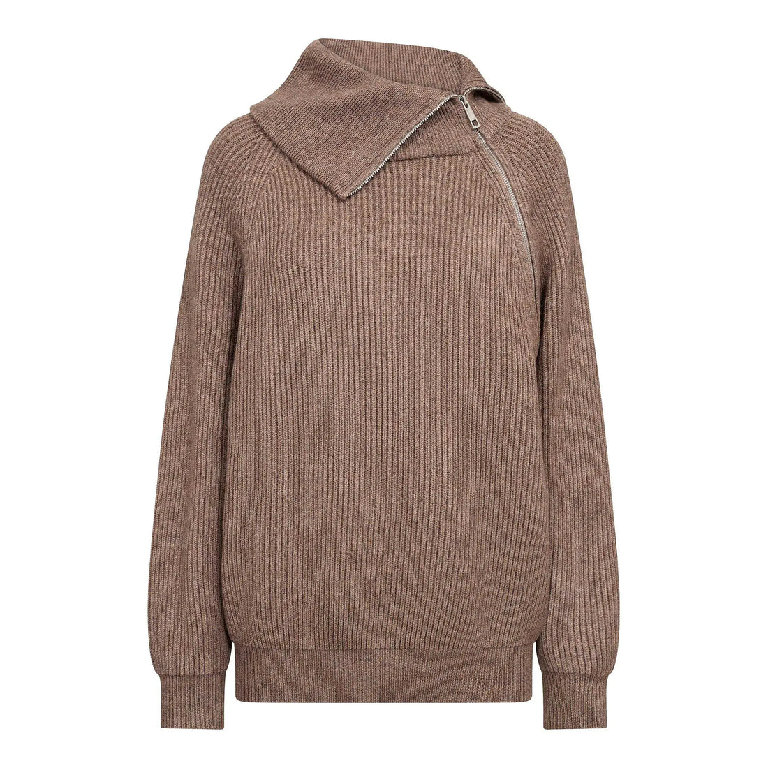 RowCC Rib Zip Roll-Neck Knit - Walnut