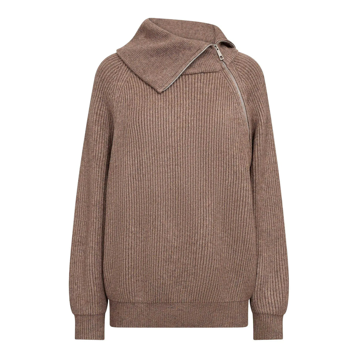 RowCC Rib Zip Roll-Neck Knit - Walnut