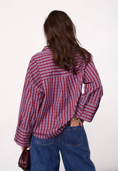 ReneeCC Check Cuff Shirt - Berry Red