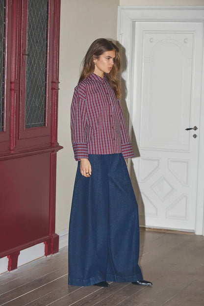 ReneeCC Check Cuff Shirt - Berry Red
