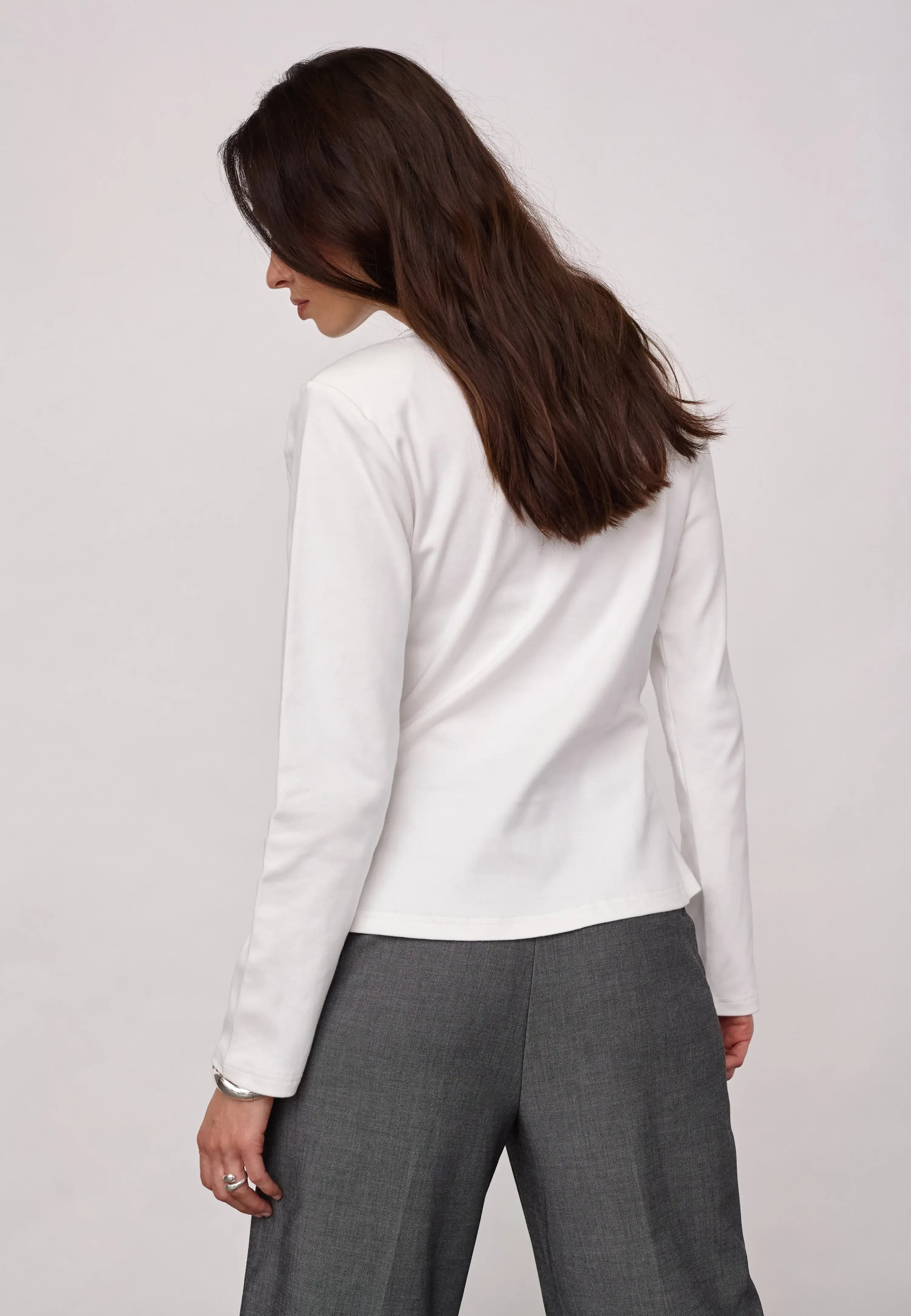 OrianeCC LS Pleat Tie Tee – White