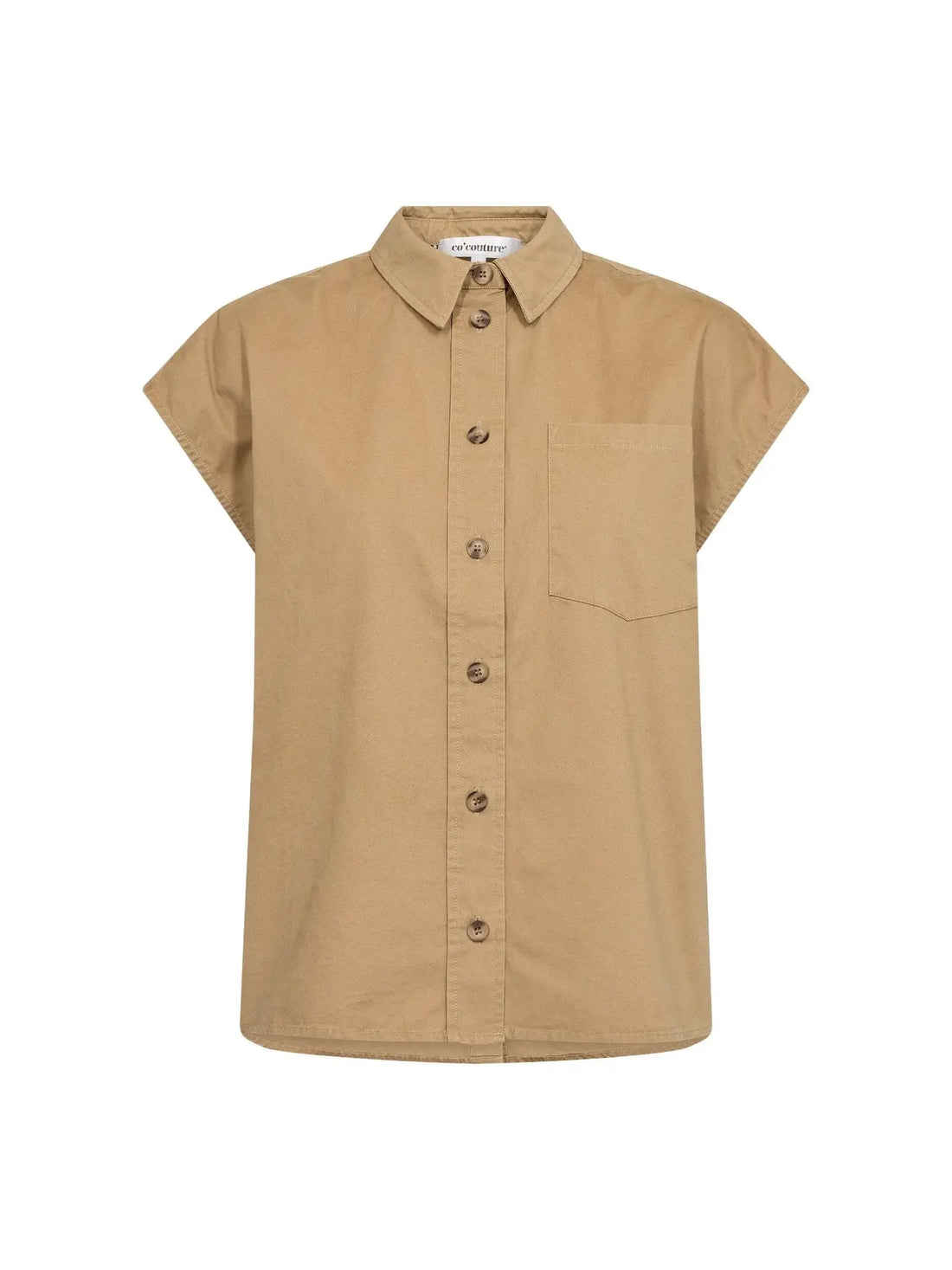 EvelynCC Slit Back SS Shirt - Sand