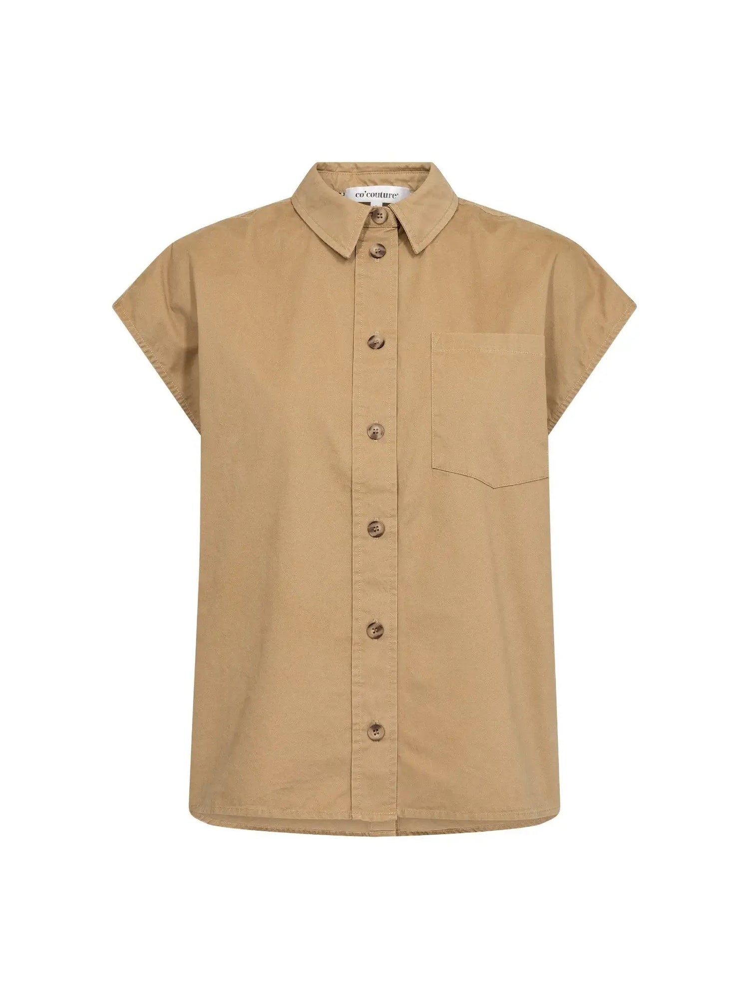EvelynCC Slit Back SS Shirt - Sand