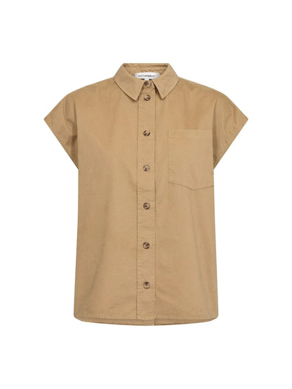 EvelynCC Slit Back SS Shirt - Sand