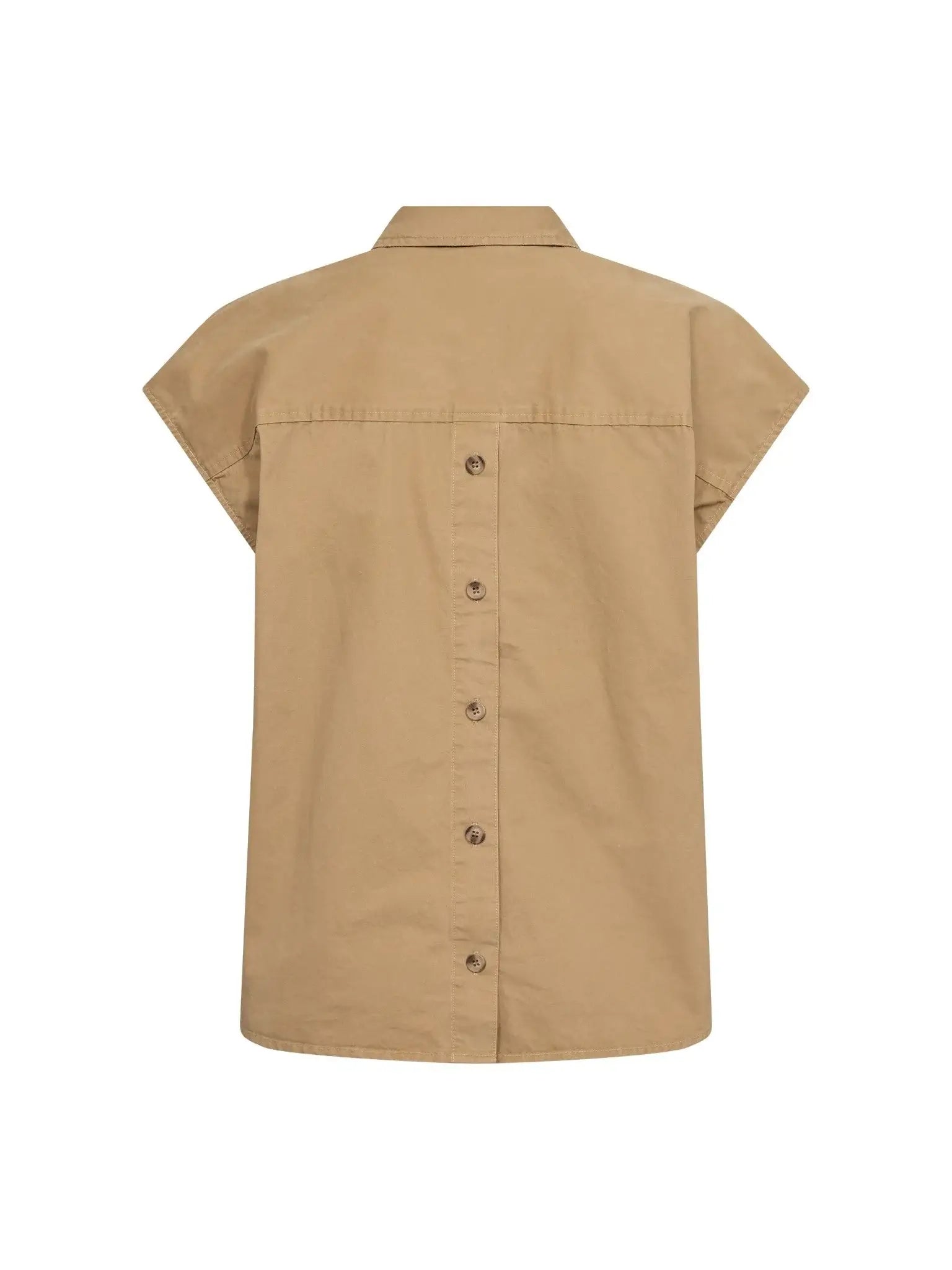 EvelynCC Slit Back SS Shirt - Sand