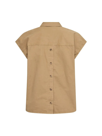 EvelynCC Slit Back SS Shirt - Sand