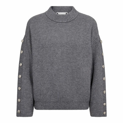 RowCC Button Sleeve Knit - Grey Melange