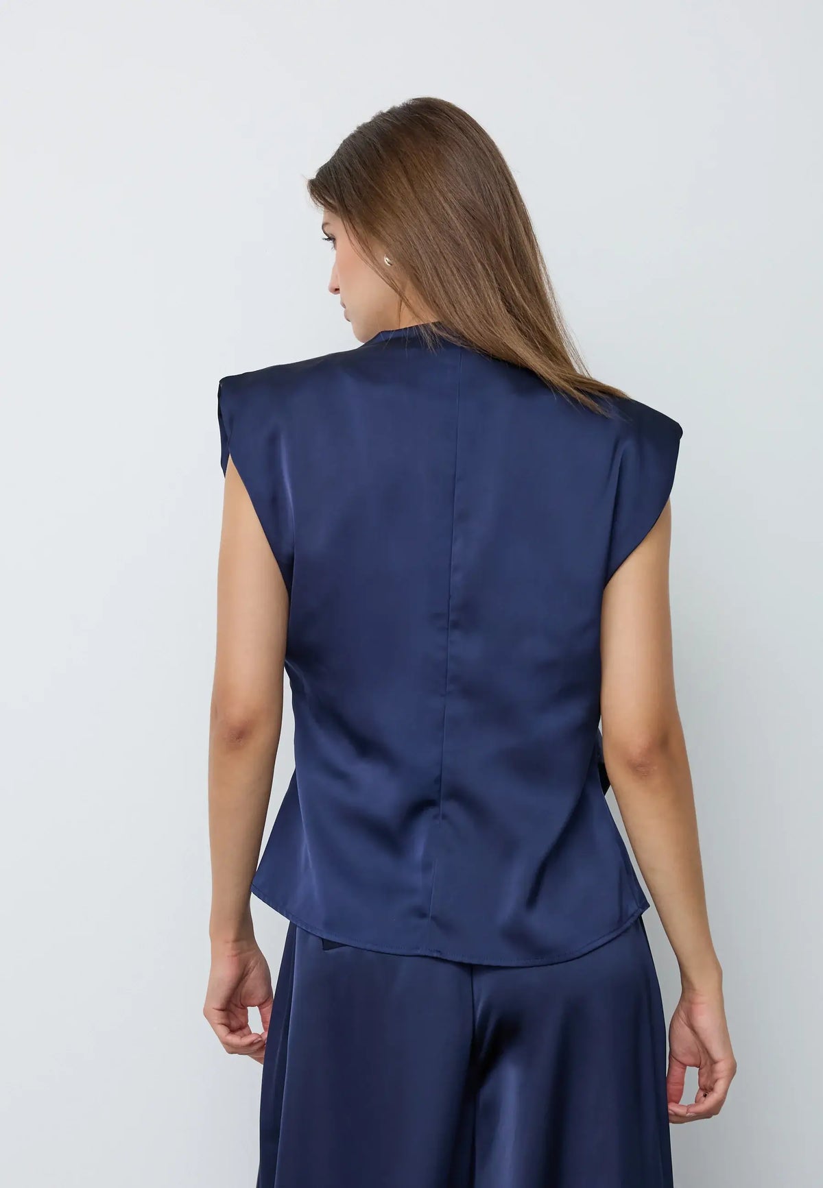 SafiraCC Pleat Top - Navy