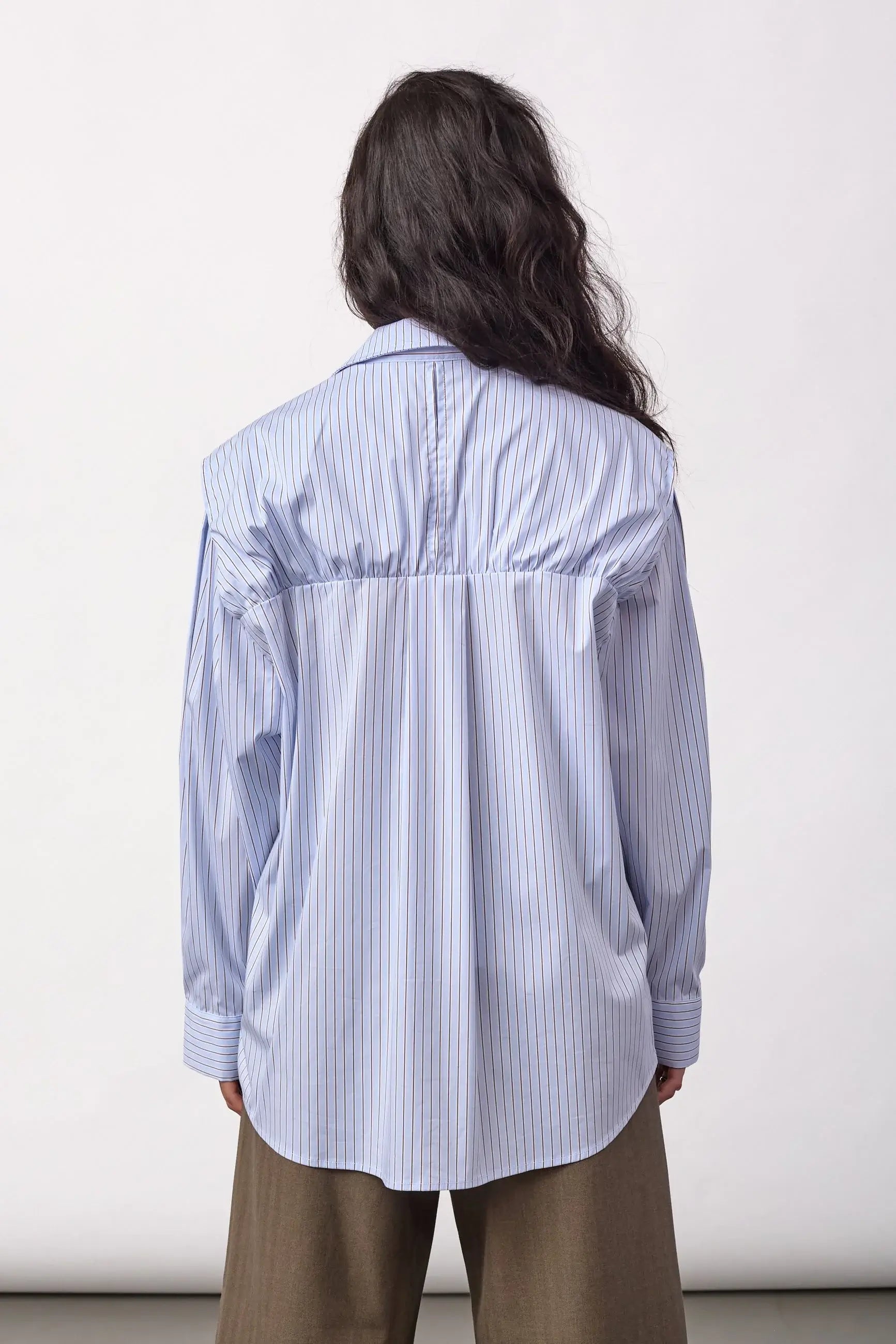 FioraCC Stripe Double Collar Shirt - Pale Blue