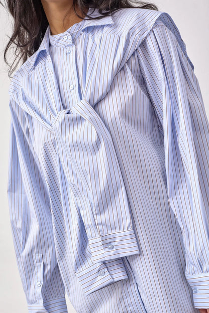 FioraCC Stripe Double Collar Shirt - Pale Blue