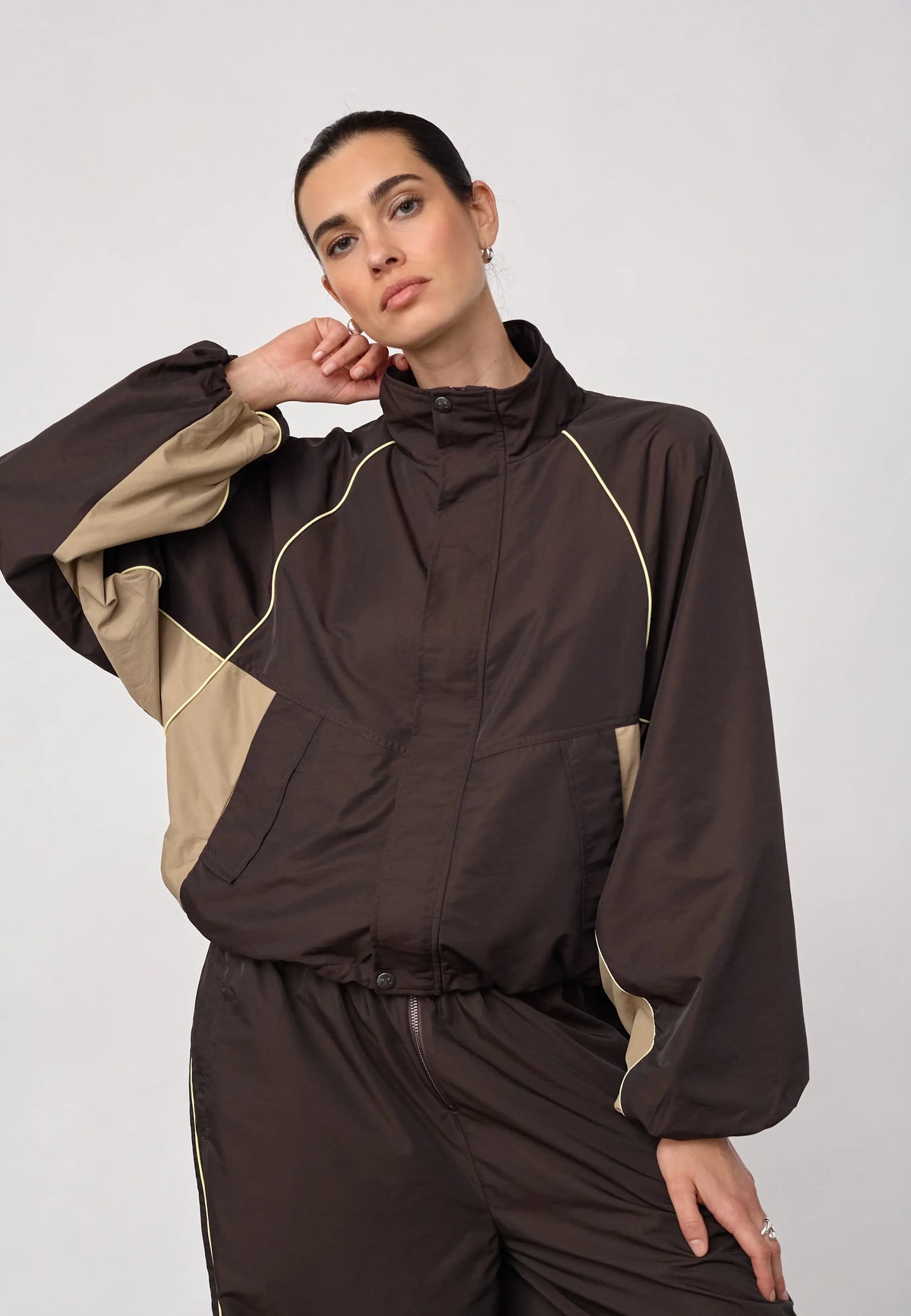 AloraCC Block Jacket - Dark Brown