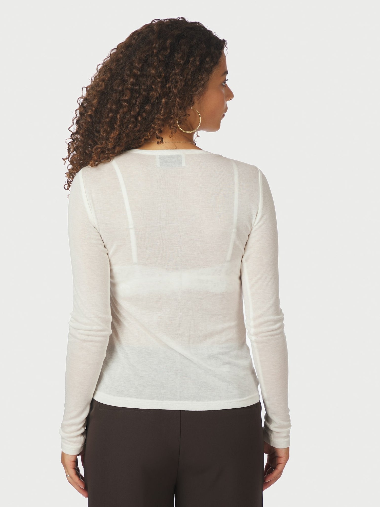 Nella Fine Rib Blouse - White