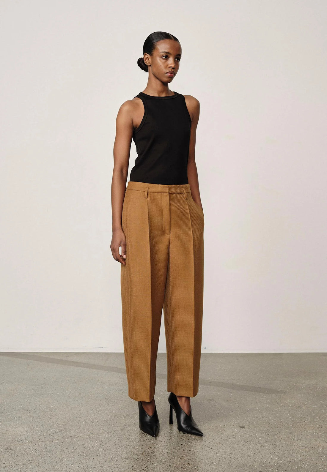 Olly Cropped Midt Waist Pants - Camel