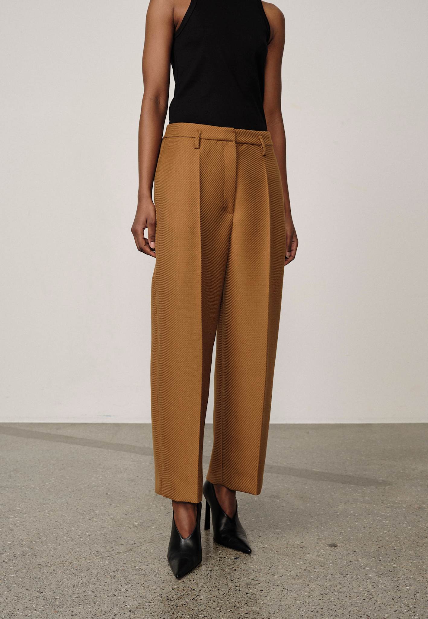 Olly Cropped Midt Waist Pants - Camel