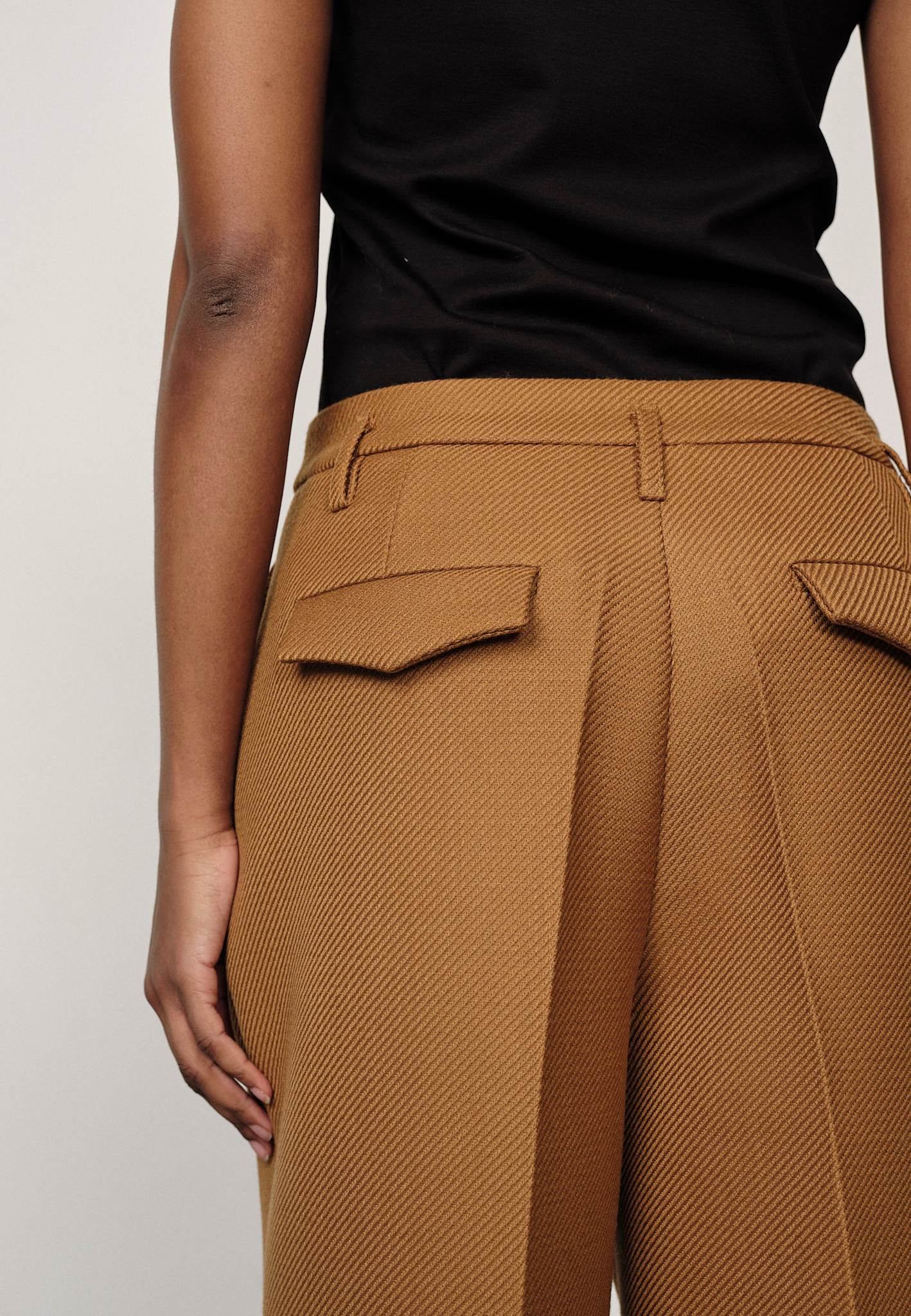 Olly Cropped Midt Waist Pants - Camel