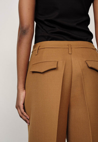 Olly Cropped Midt Waist Pants - Camel