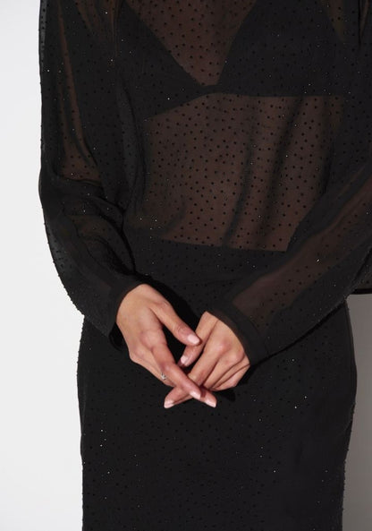 Biacco Rhinestone Top - Raven