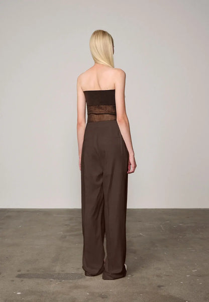 Alina Midt Waist Pants - Java Brown