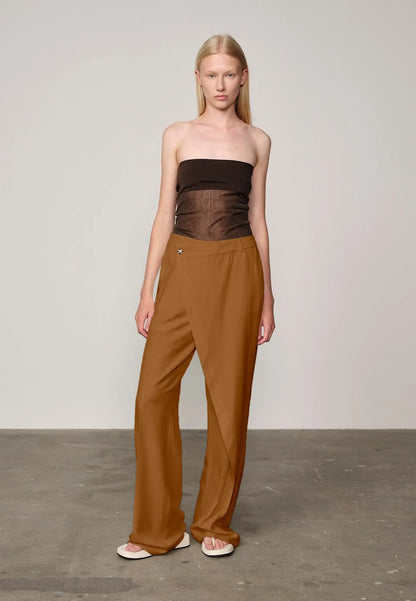 Alina Midt Waist Pants - Toffee