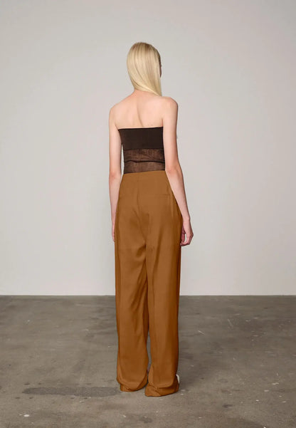 Alina Midt Waist Pants - Toffee