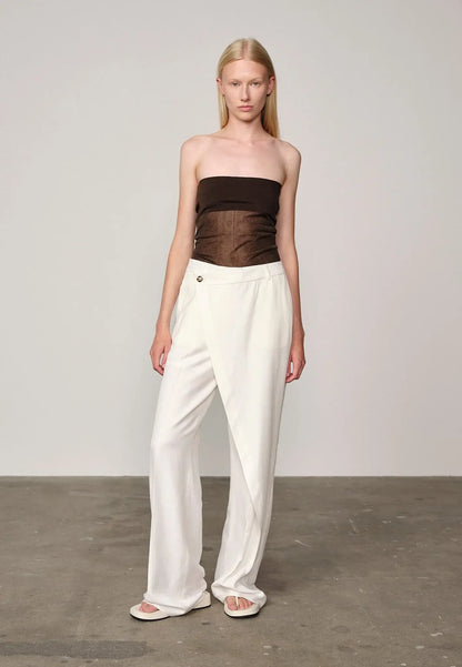 Alina Midt Waist Pants - White