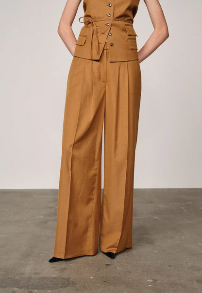 Lotus Midt Waist Pants - Toffee
