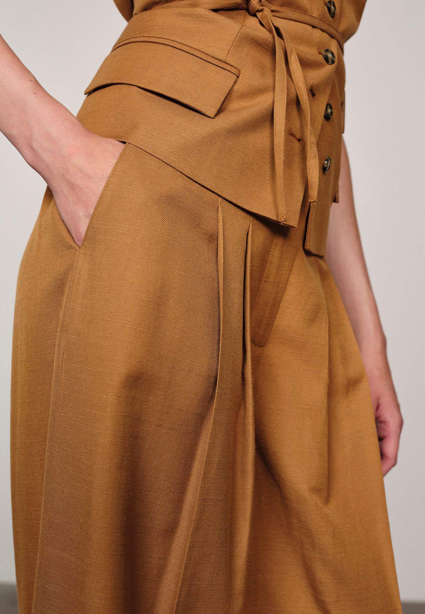 Lotus Midt Waist Pants - Toffee