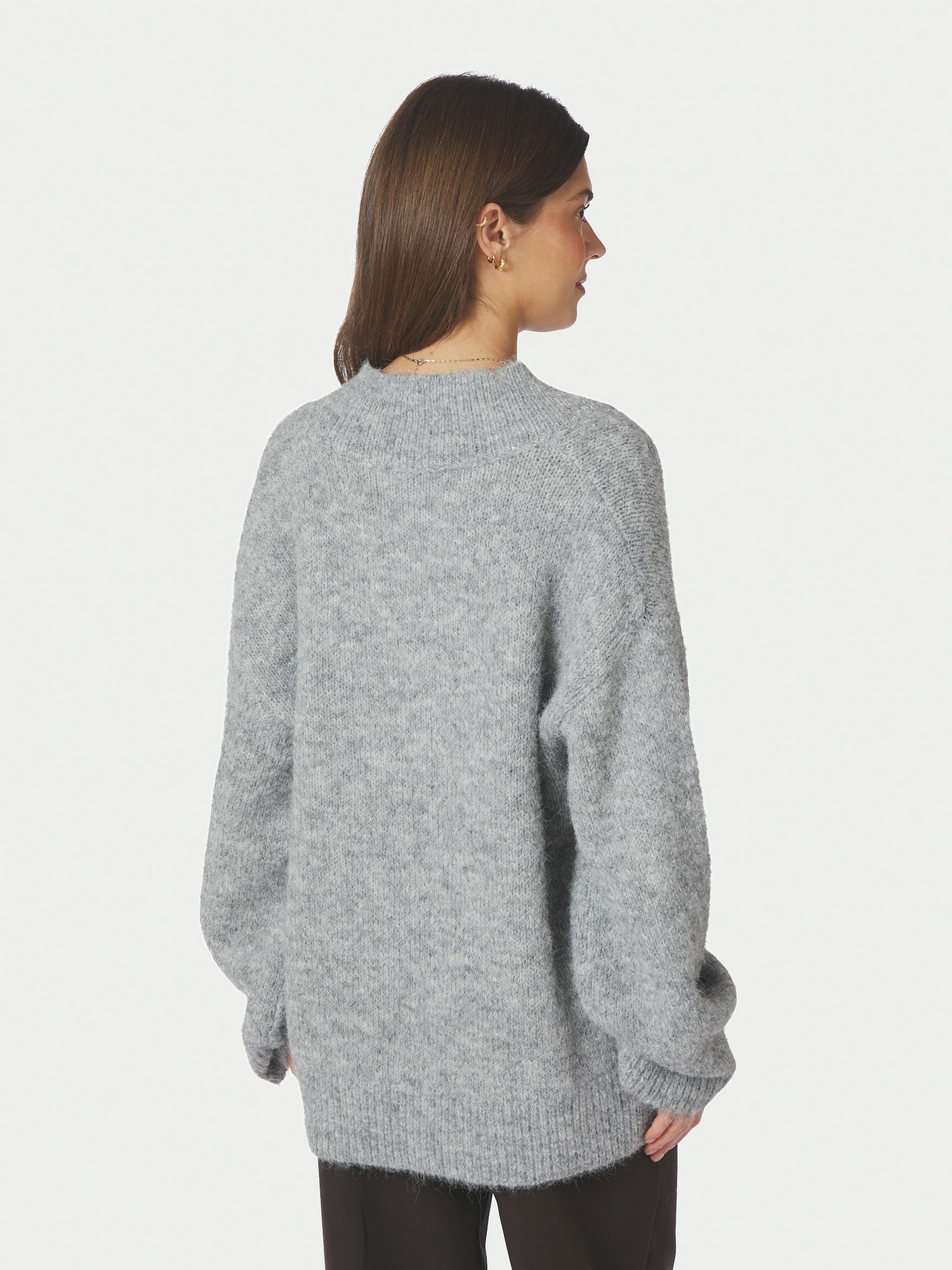 Melli Fluffy Knit Blouse - Grey Melange
