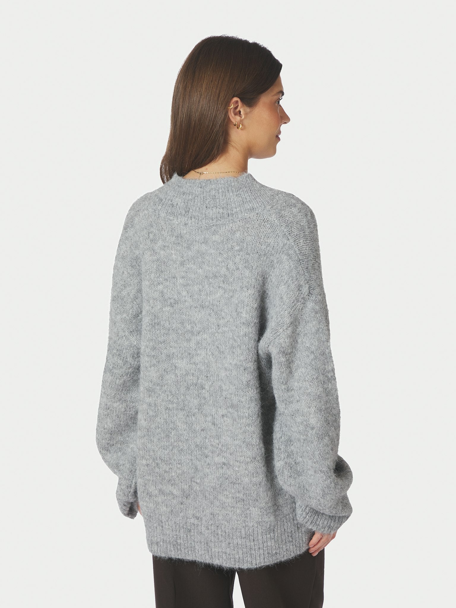 Melli Fluffy Knit Blouse - Grey Melange