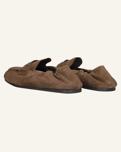 Penny Loafer Square Suede - Dark Brown