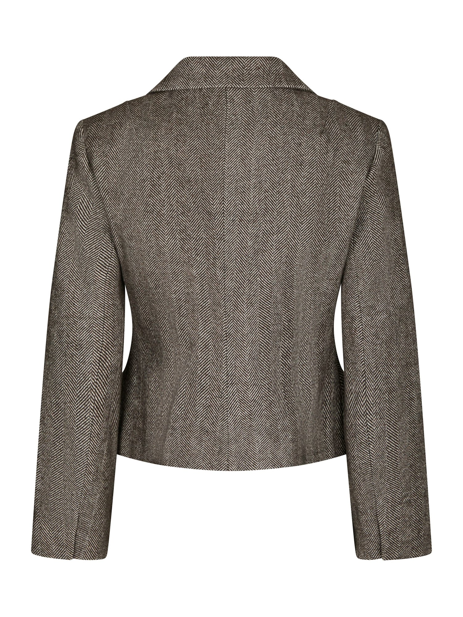 Valia Herringbone S Blazer - Dark Brown