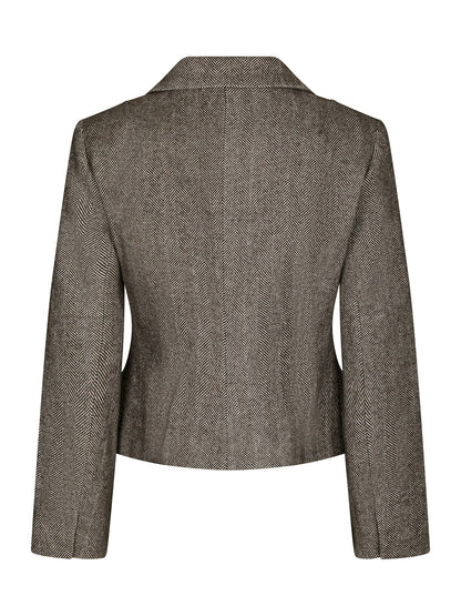 Valia Herringbone S Blazer - Dark Brown