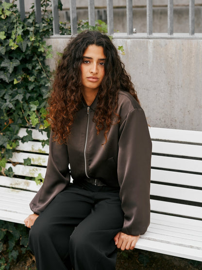 Denielle Heavy Sateen Jacket - Dark Brown