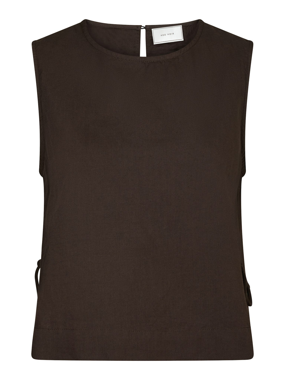Svetlana Linen Top - Dark Brown