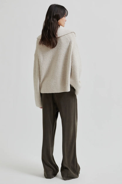 Gerda Knit Zip Collar - Summer Sand