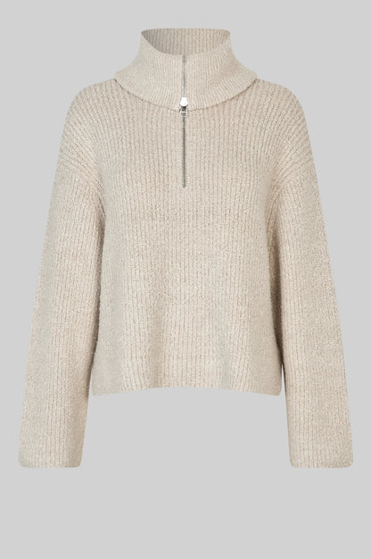 Gerda Knit Zip Collar - Summer Sand
