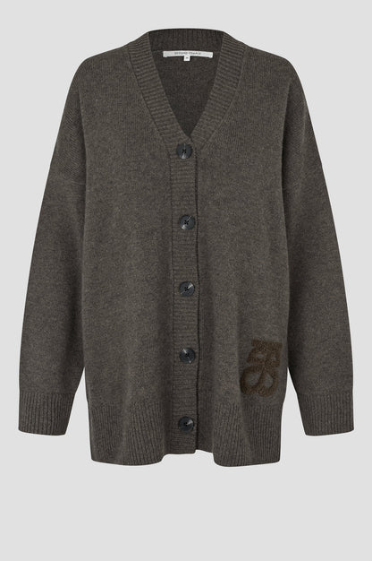 Alpha Knit Monogram Cardigan - Black Olive