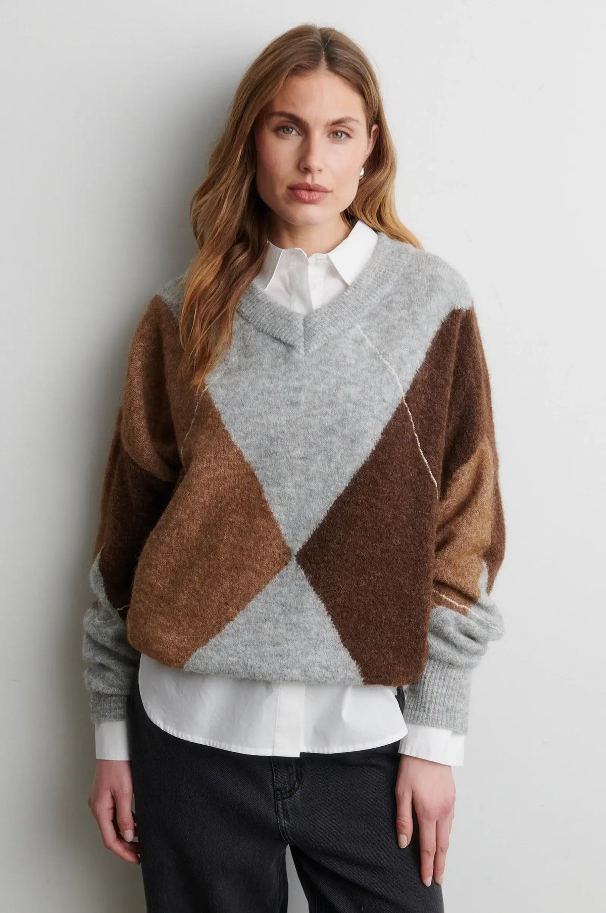 Forca Knit V-Neck - Light Grey Melange