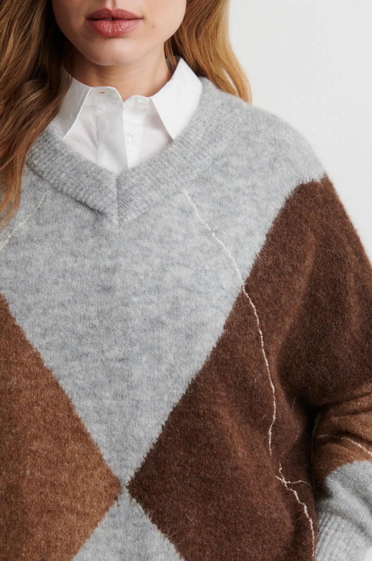 Forca Knit V-Neck - Light Grey Melange
