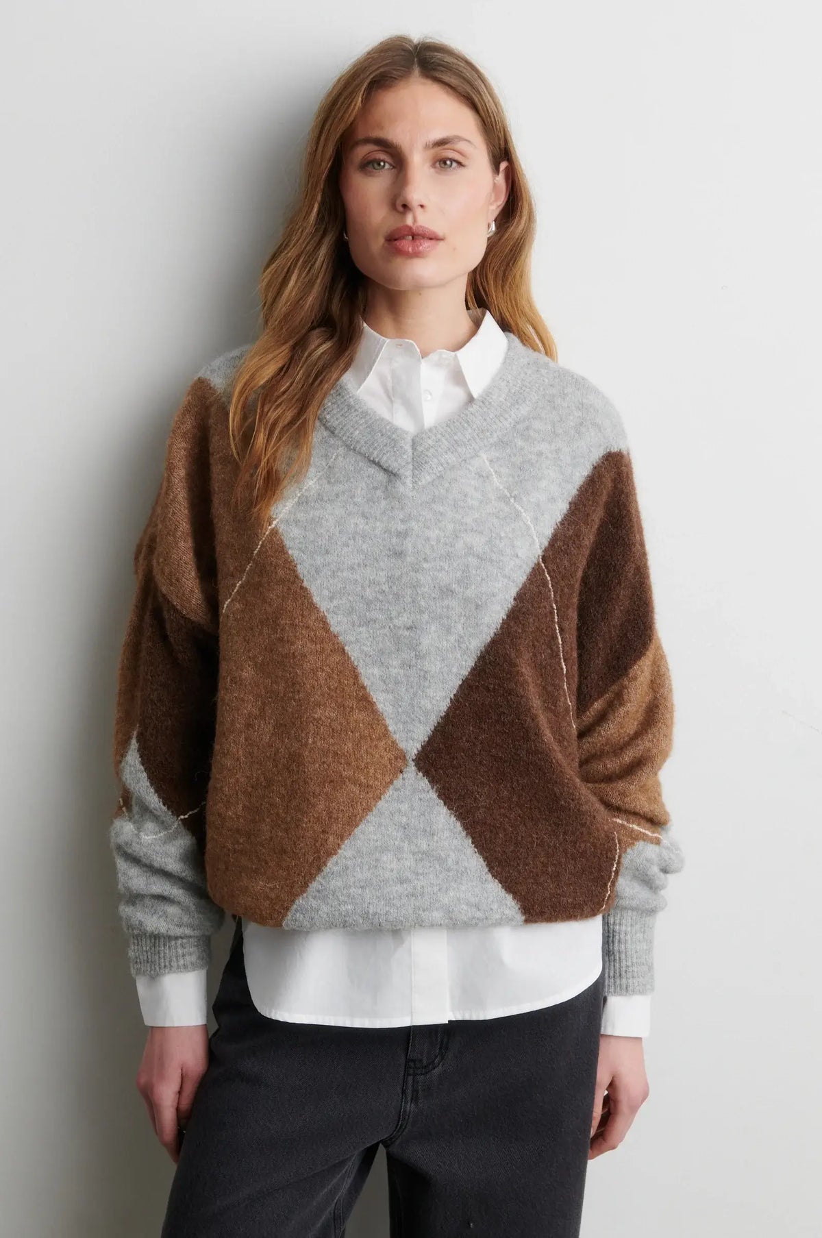 Forca Knit V-Neck - Light Grey Melange