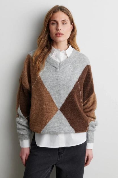 Forca Knit V-Neck - Light Grey Melange