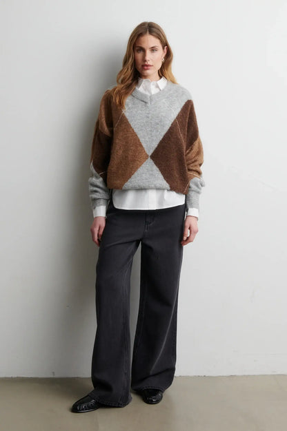 Forca Knit V-Neck - Light Grey Melange