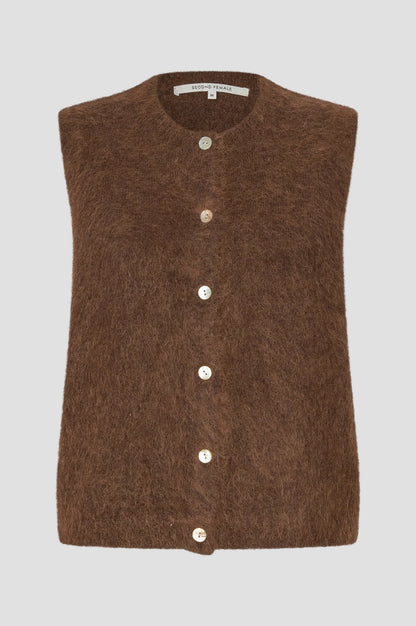Brook Knit Button Vest - Carafe