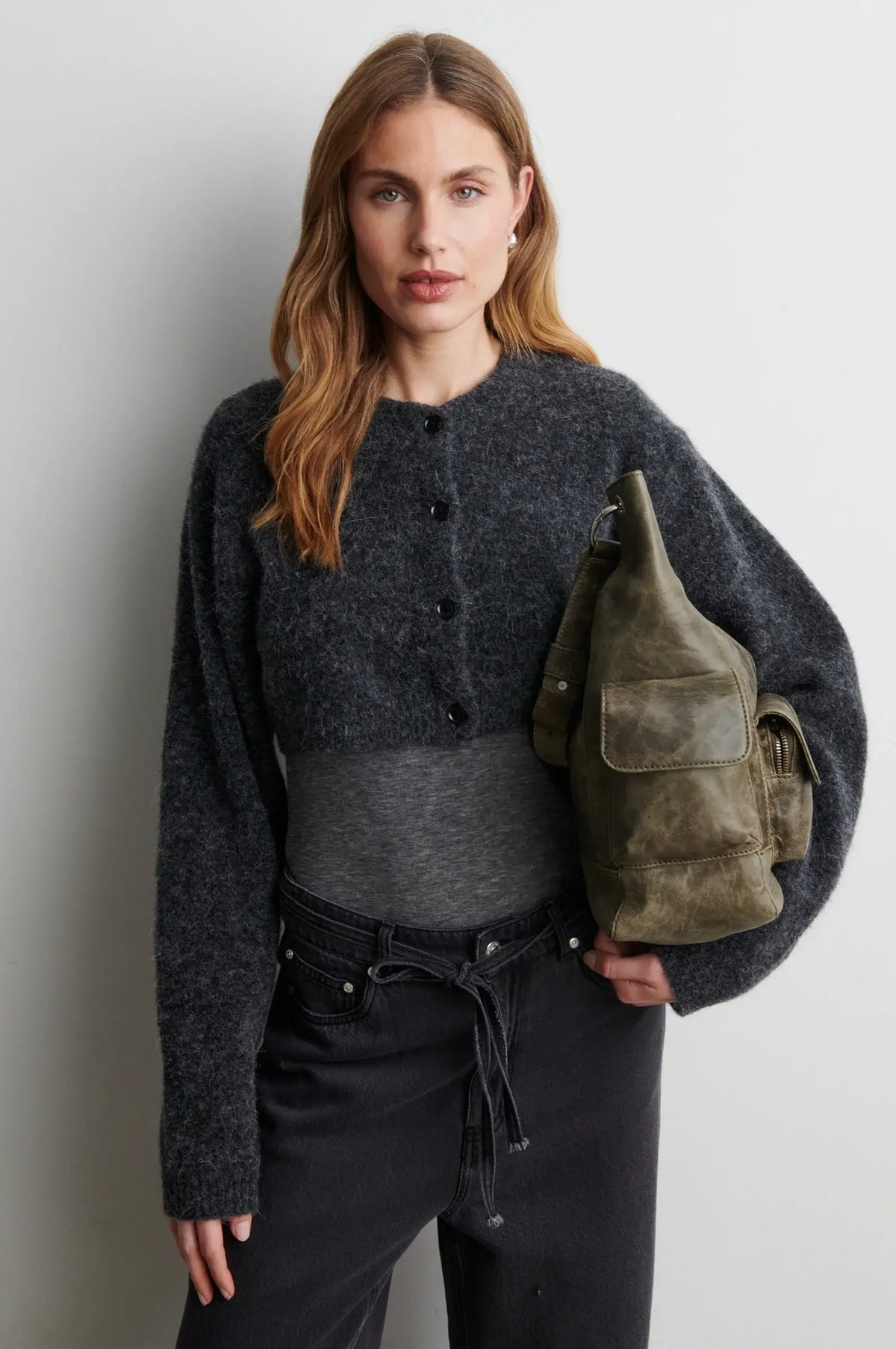 Varano Strickbolero - Dunkelgrau meliert