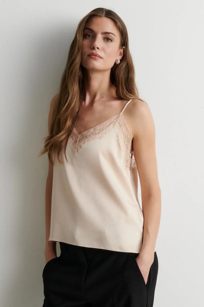 Glimps Lace-Trägertop - Creme Tan