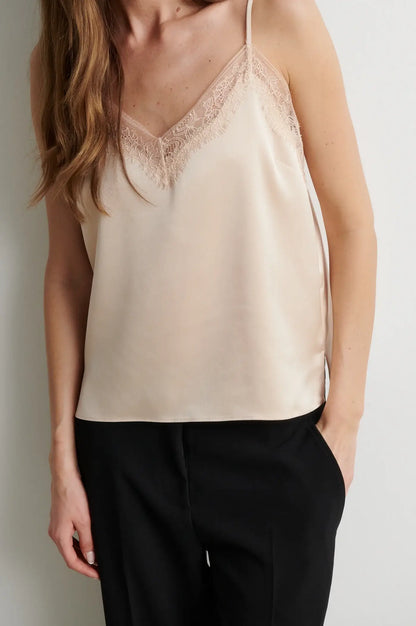 Glimps Lace-Trägertop - Creme Tan