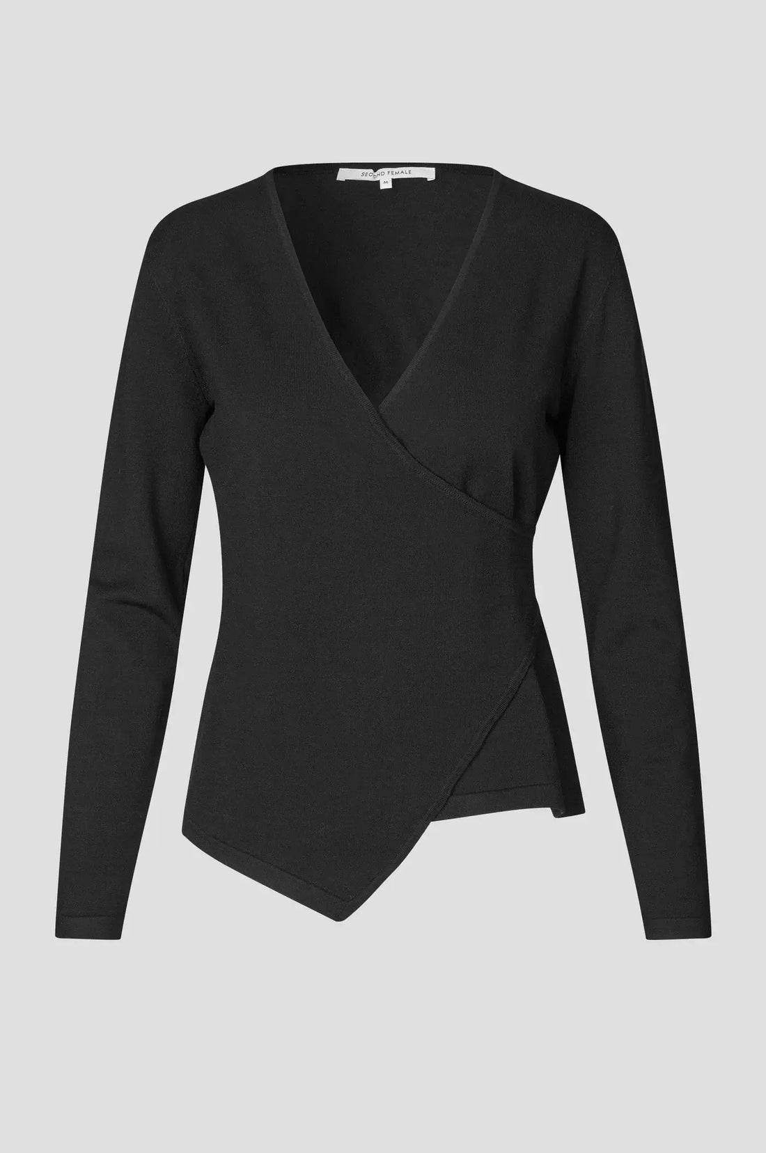 Stina Knit Wrap V-Neck - Black