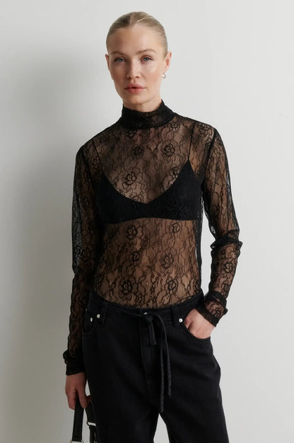 Luria LS Lace Tee - Black
